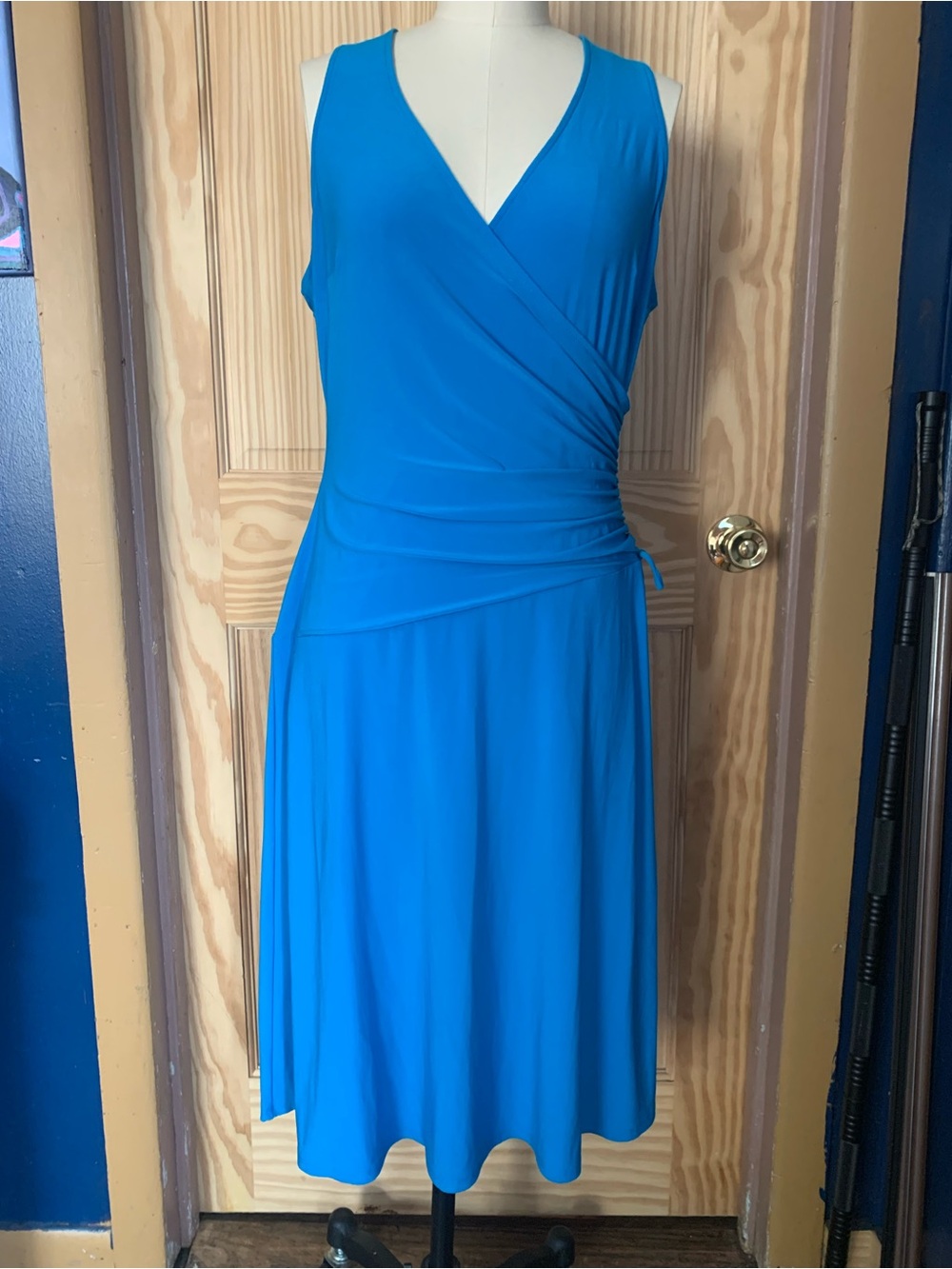Evan Picone Vibrant Blue Asymmetrical Wrap Dress. SIZE 10